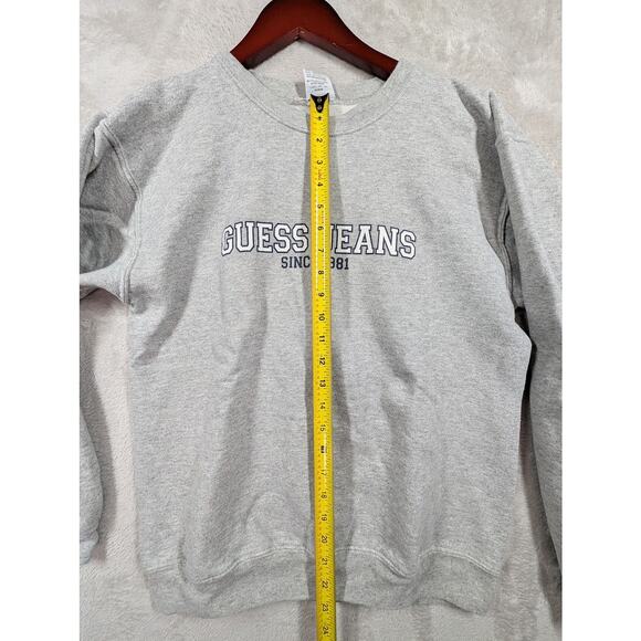 GUESS JEANS Sweatshirt Adult Size SMALL Gray Embroidered Vintage 90s Spellout - Picture 6 of 8